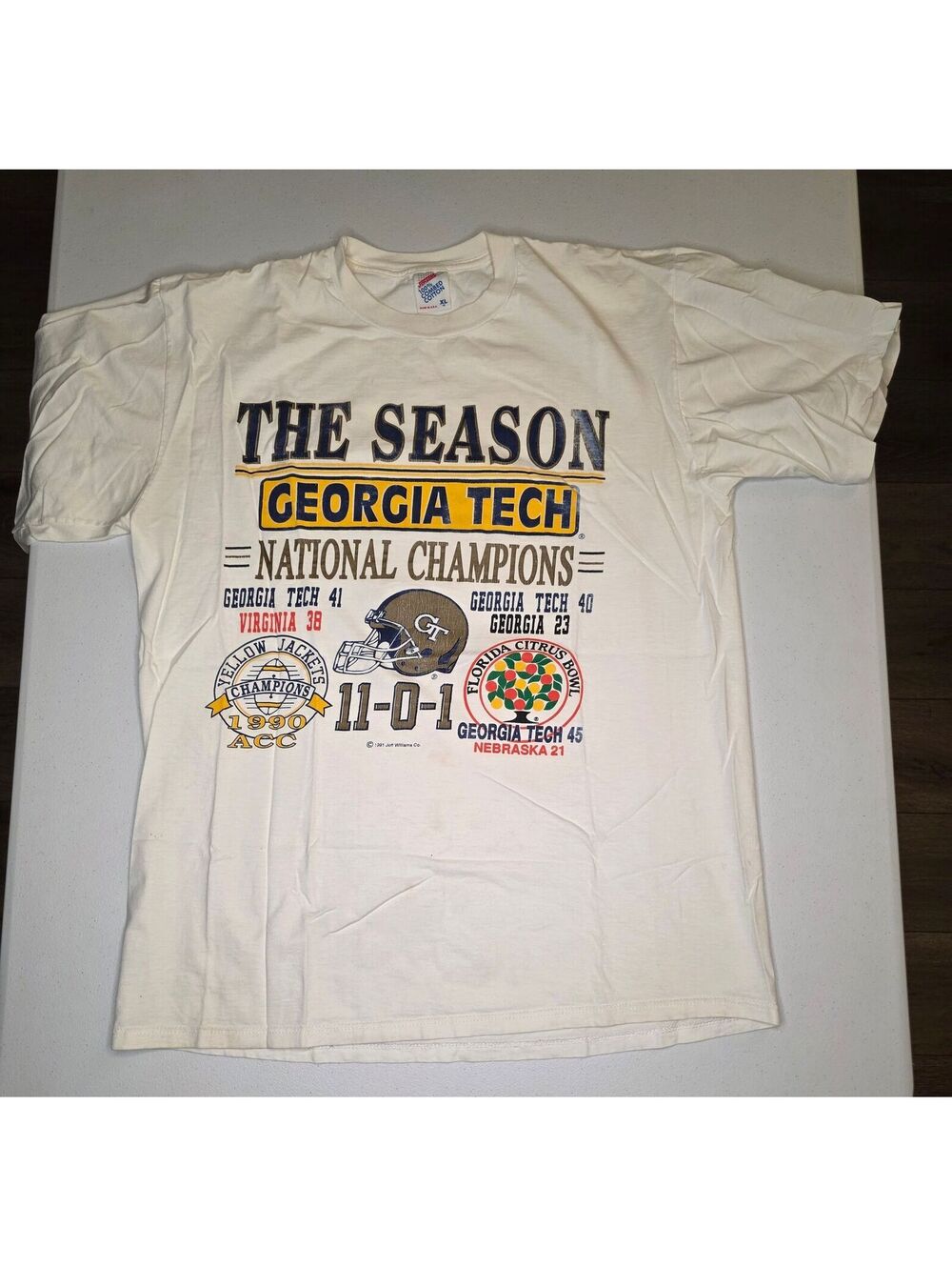 1991 NCAA Georgia Tech Yellow Jackets National Champs Tee